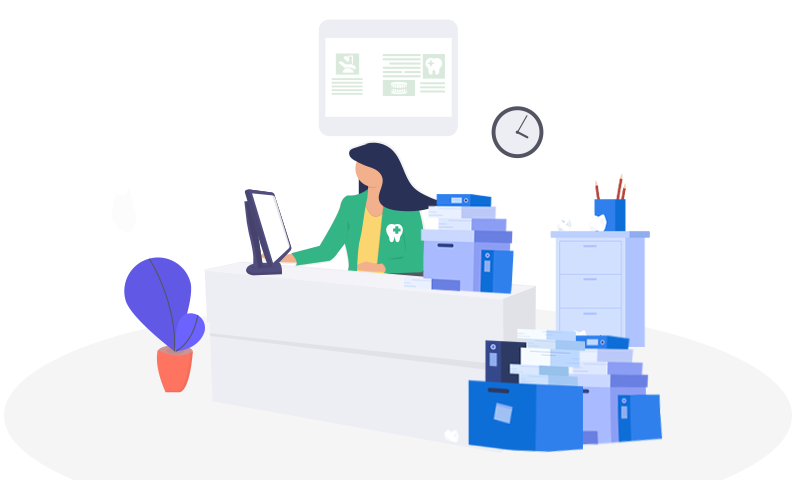 dental office eliminating paper at work by using practicedilly features